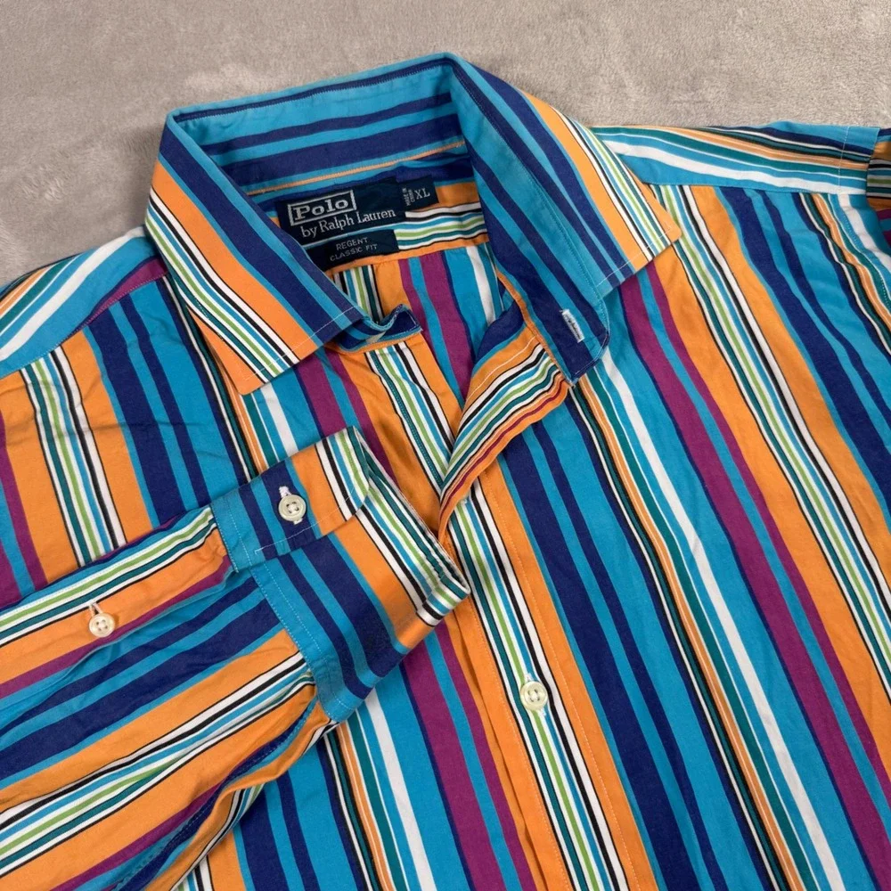 Polo Ralph Lauren Button Down Mens XL Multi Color Striped Regent Classic Fit
